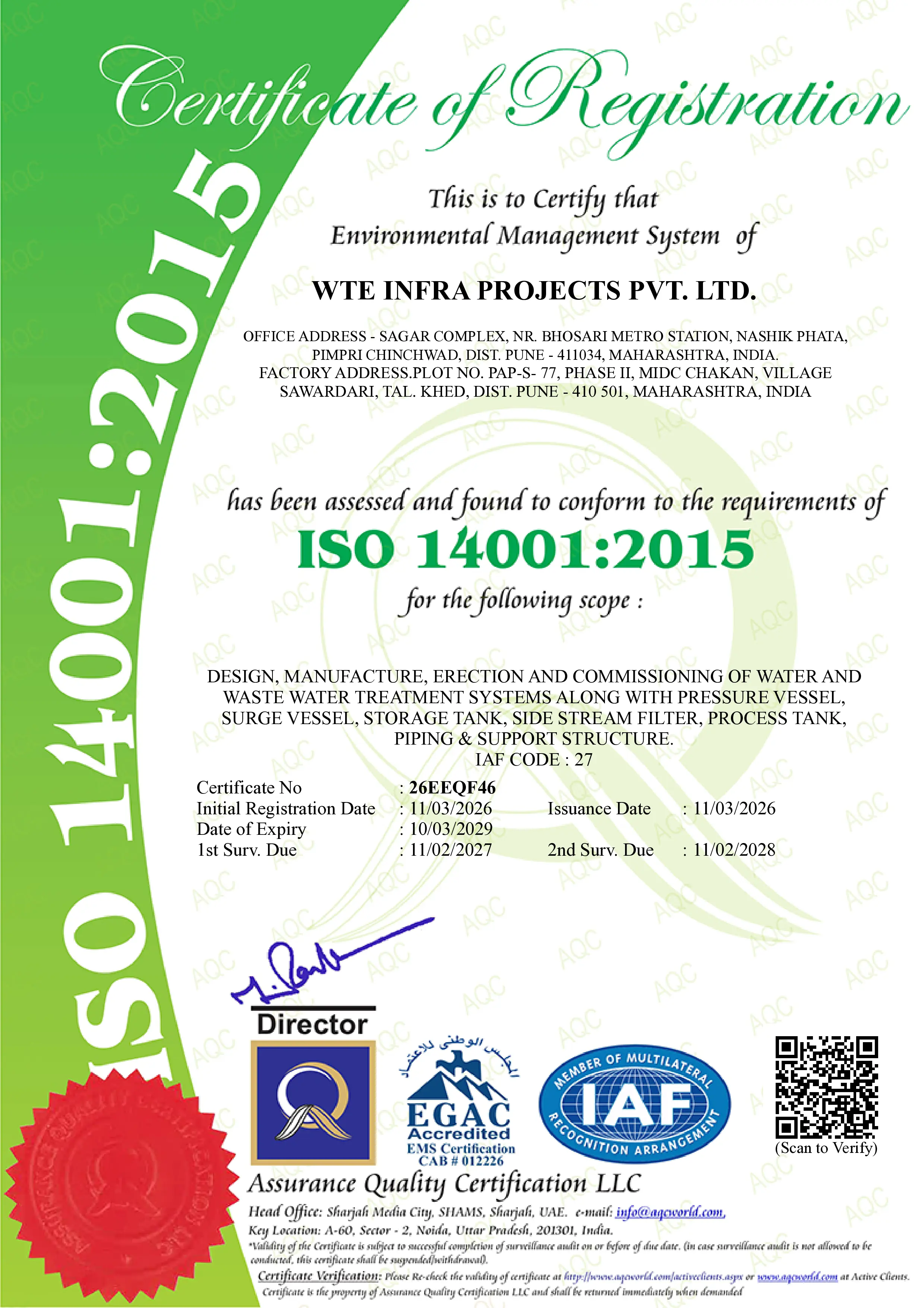 ISO 14001:2015 Certificate