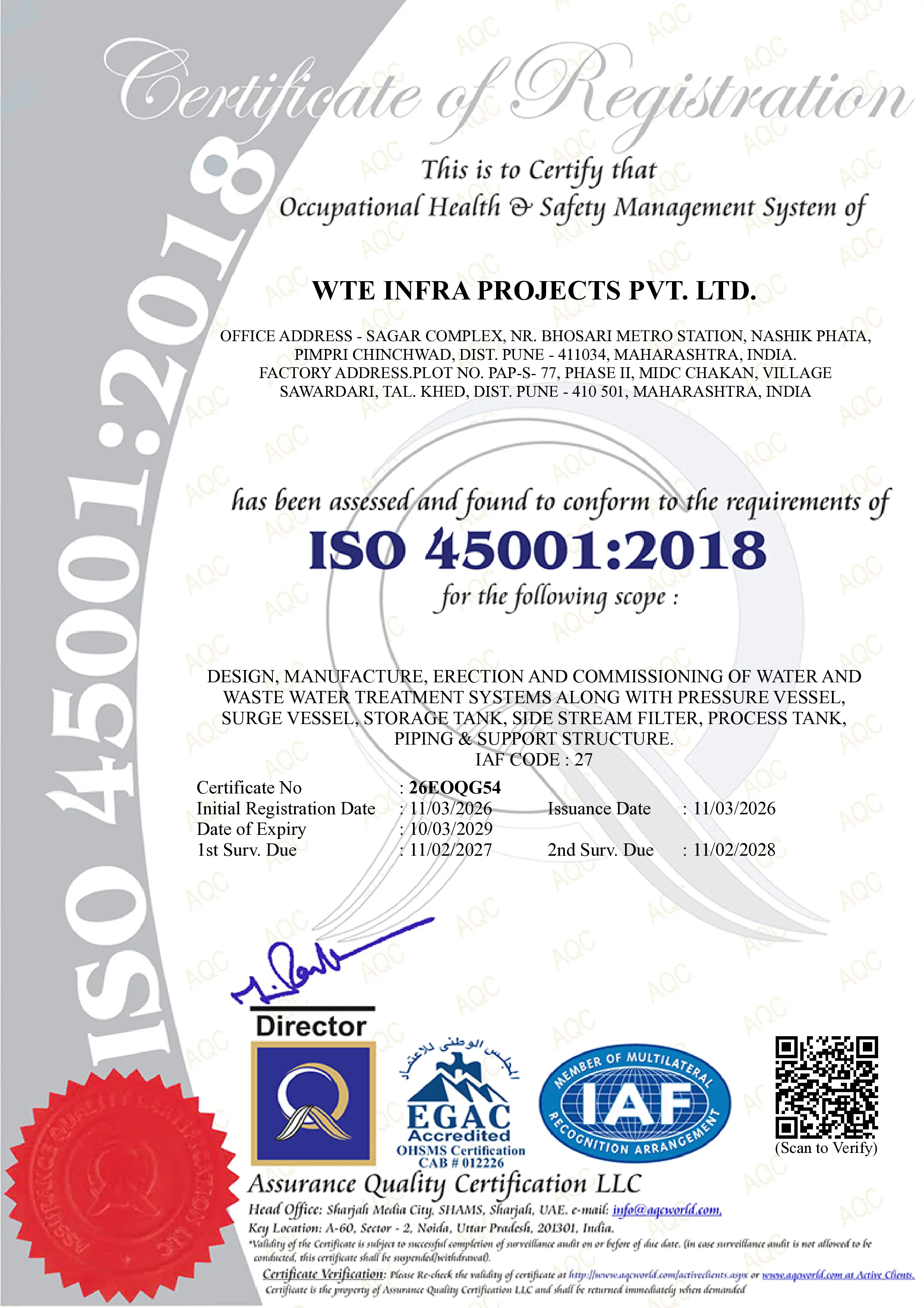 ISO 45001:2018 Certificate