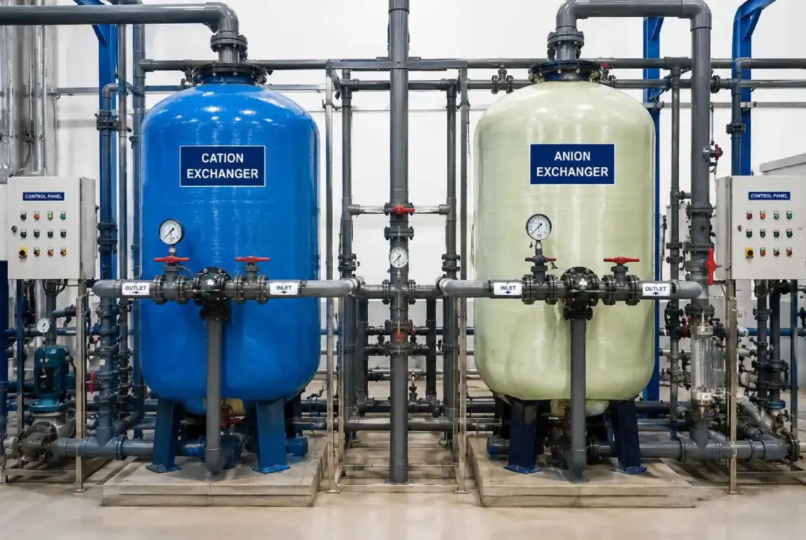 Cation and anion exchanger vessel setup