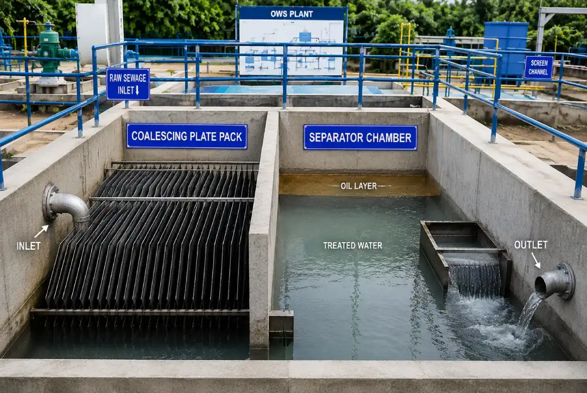 Coalescing plate pack and separator chamber