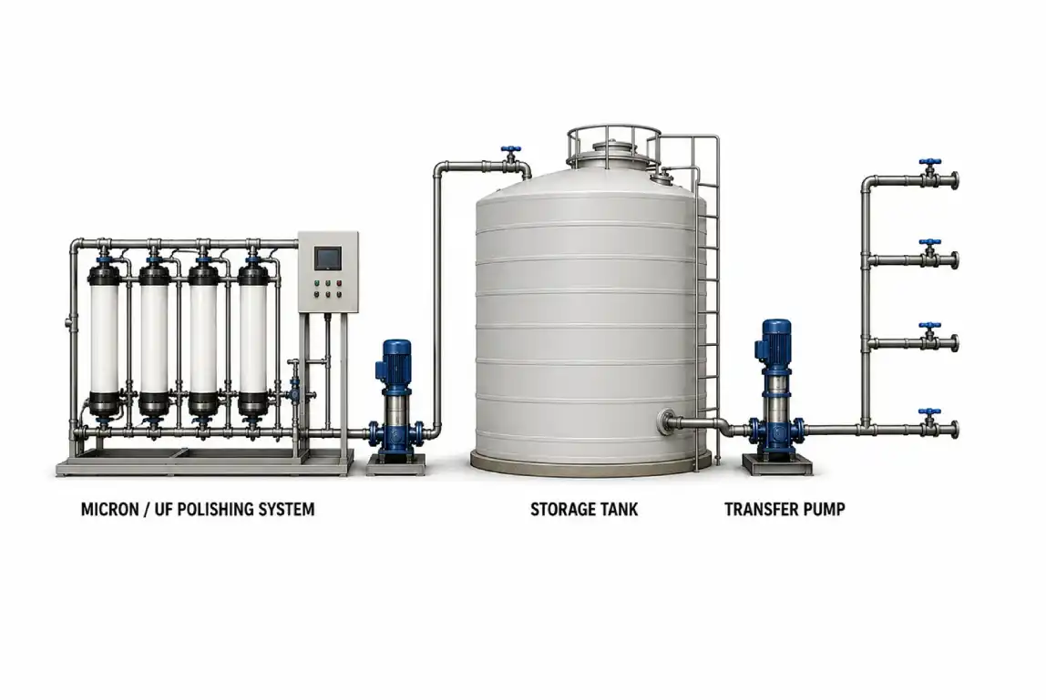 Commissioned treated water reuse and storage system