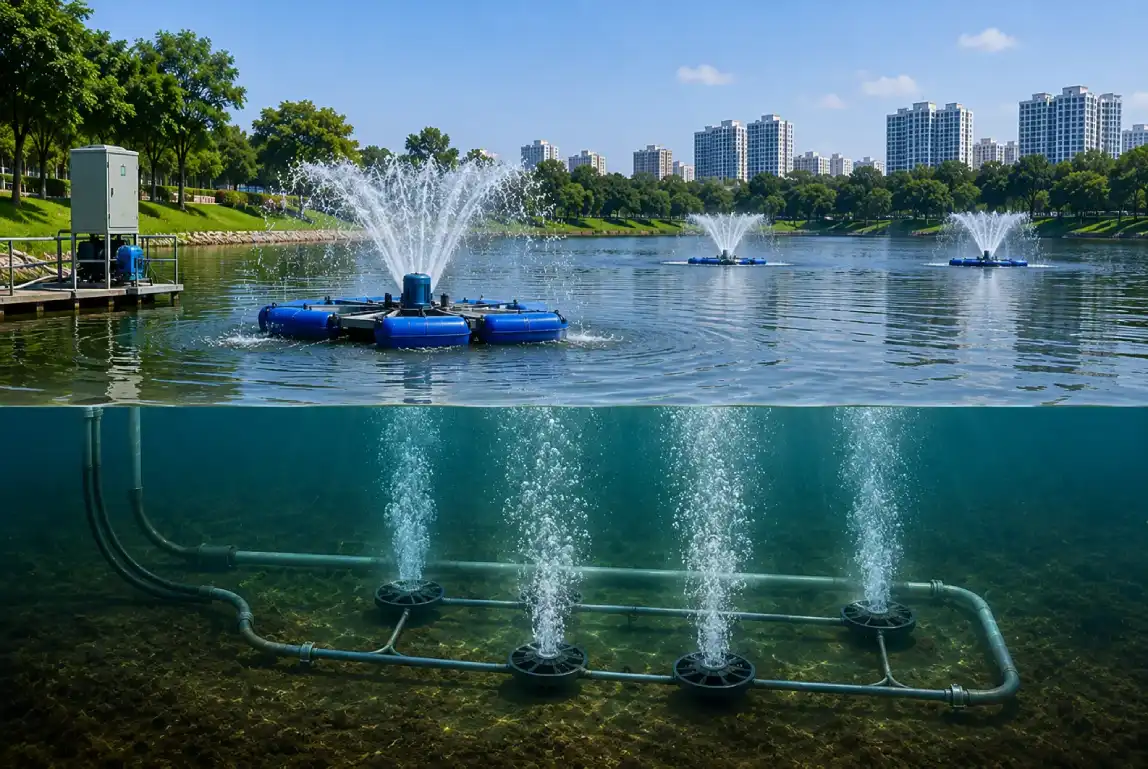 Floating aerators and diffused oxygenation system