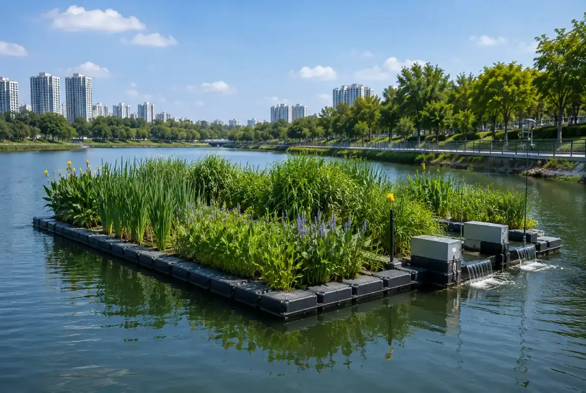 Floating wetland and nutrient polishing installation