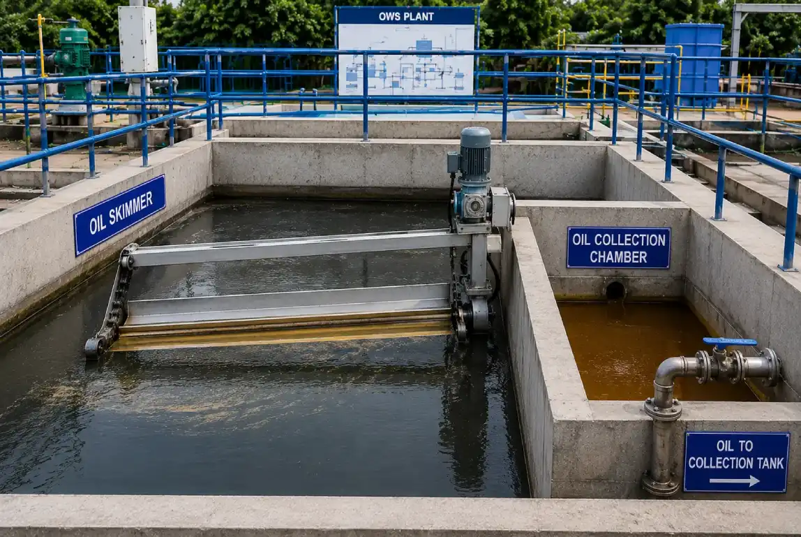 Oil skimmer with oil collection chamber