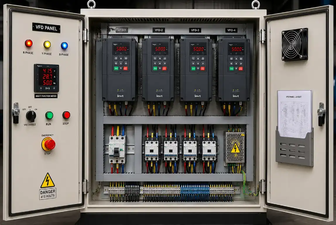 VFD panel for variable speed motor control